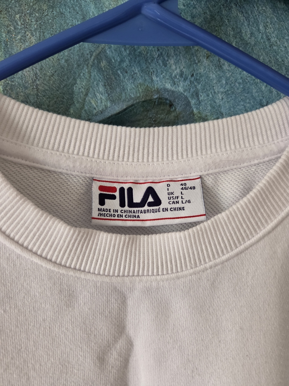 FILA Men's White Crewneck Sweatshirt with Logo Tag